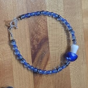 Blue Mushroom Beaded Bracelet